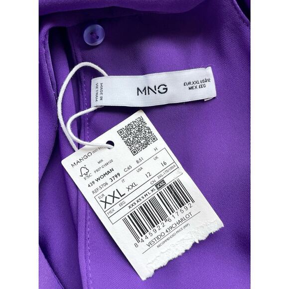 Mango Halter Neck Bow Dress Size 12 Purple Mini Cocktail Party Office Career - Picture 10 of 13